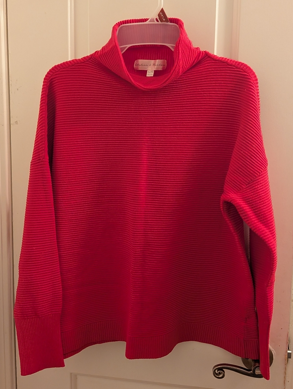 Pink Ribbed Turtleneck Sweater